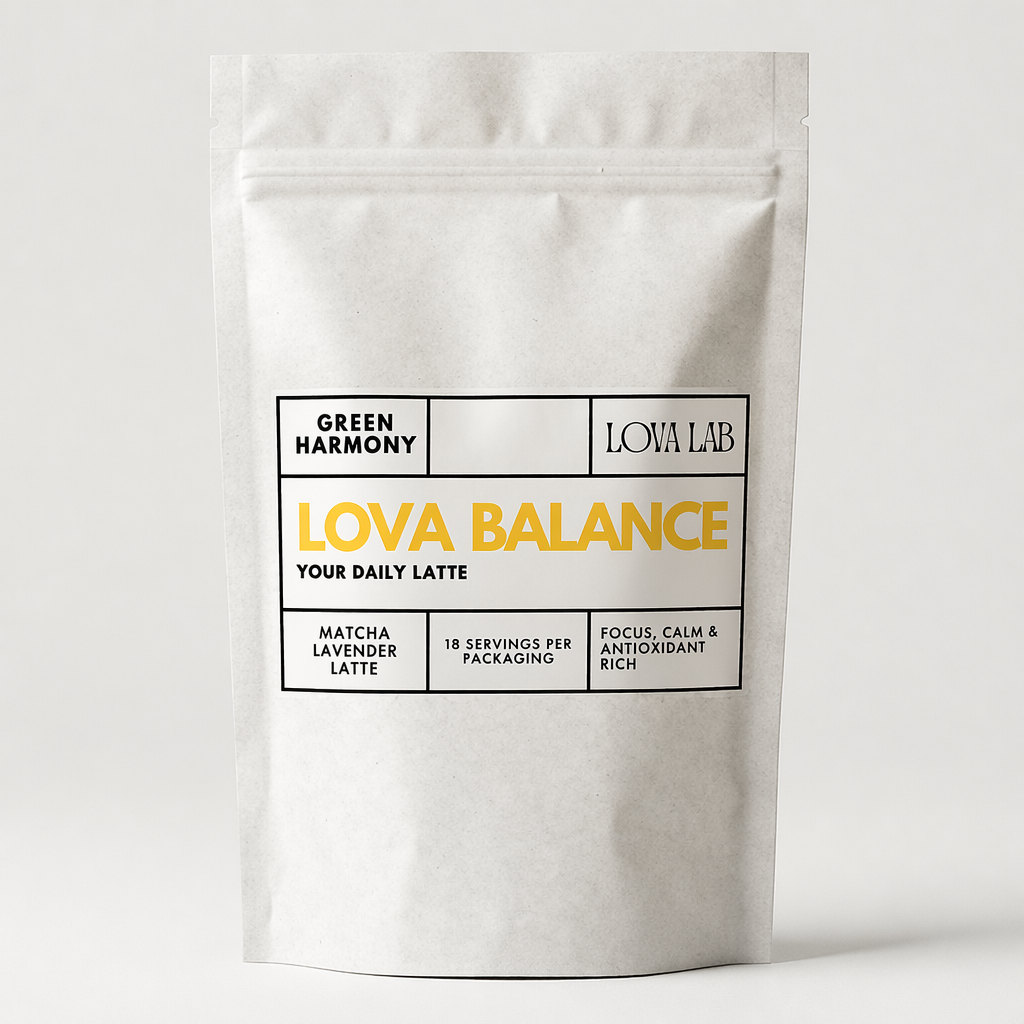LOVA BALANCE - Lavender Matcha Latte Powder | Calming Floral Green Tea Mix (Vegan)