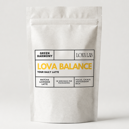 LOVA BALANCE - Lavender Matcha Latte Powder | Calming Floral Green Tea Mix (Vegan)