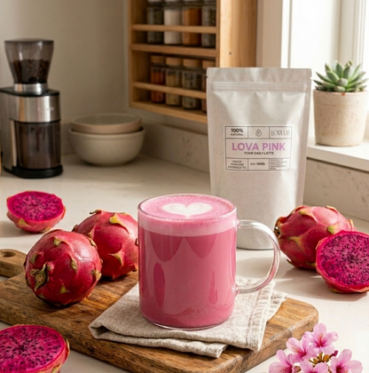 LOVA PINK – Premium Dragonfruit Latte Powder | Pink Pitaya Superfood Mix (Vegan)
