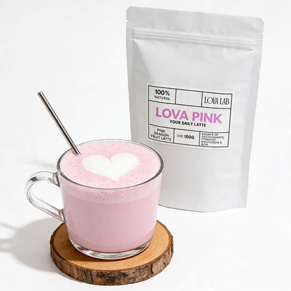 LOVA PINK – Premium Dragonfruit Latte Powder | Pink Pitaya Superfood Mix (Vegan)